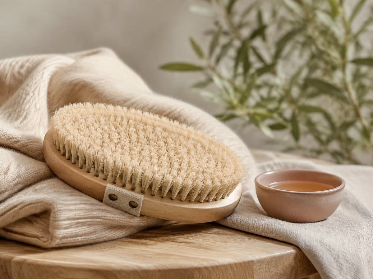 Brosse douce et matières naturelles pour le massage confort