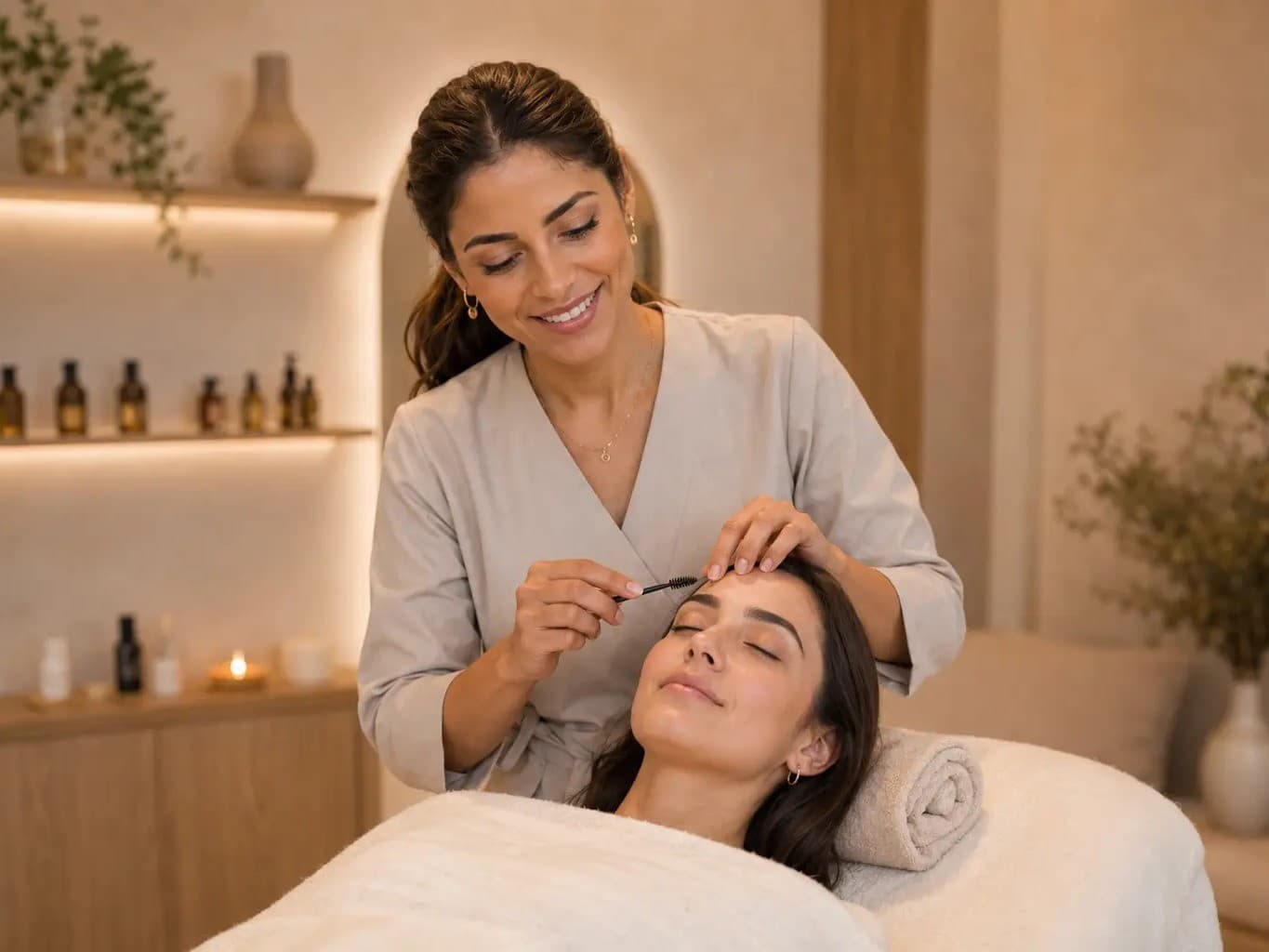 Inès réalise une mise en beauté des sourcils chez Maison Éloria à Ixelles
